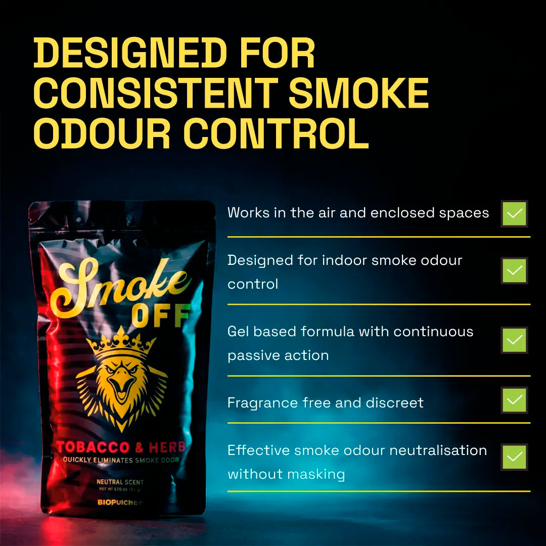 Tobacco and herb smoke odor eliminator